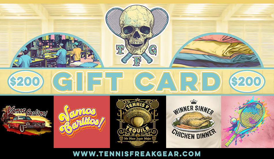 Gift card for $200 with various designs and text on a colorful background