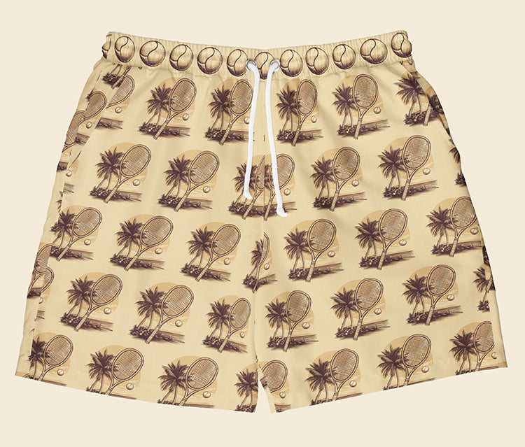 Tiki Tennis Swim Trunks